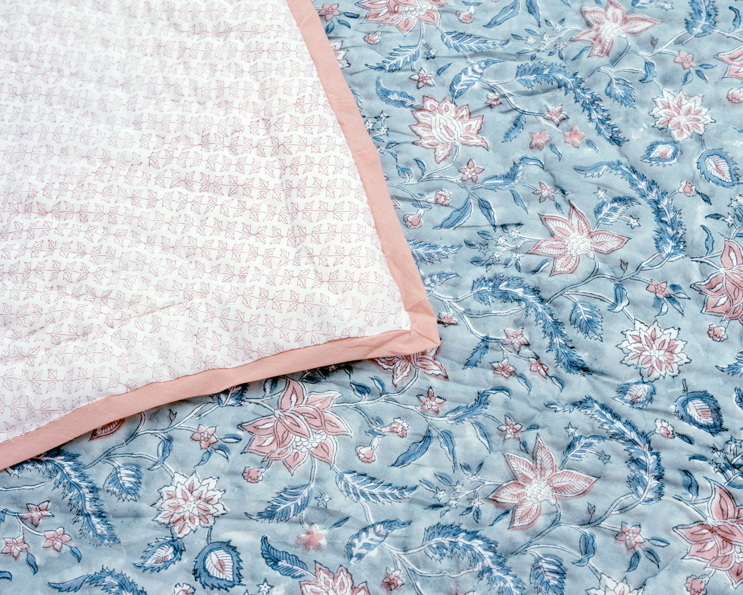 Aranyani Azure Hand Block-Printed Quilt