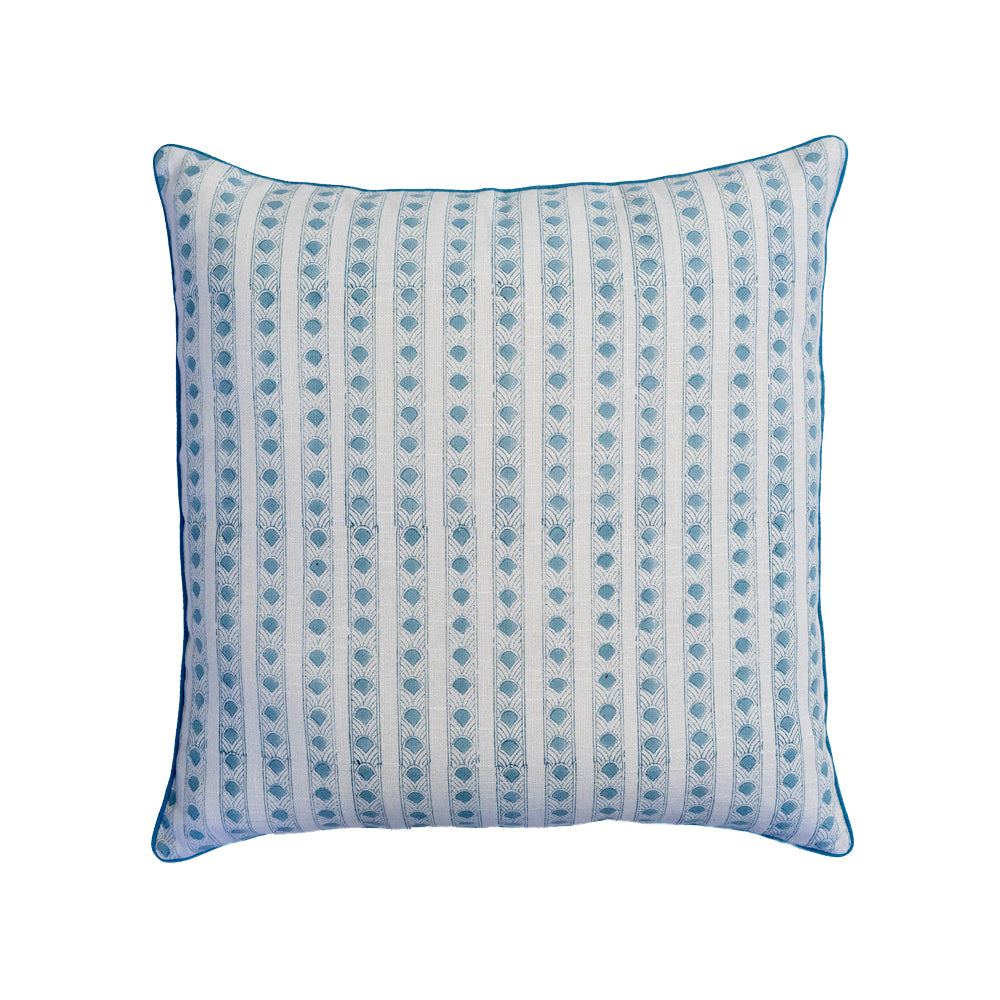 Kamal Azure hand block-printed cushion cover square view