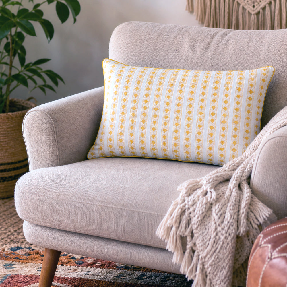 Kamal Marigold cushion cover styled in a room