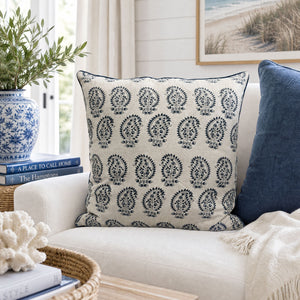 paisley cushion on white couch