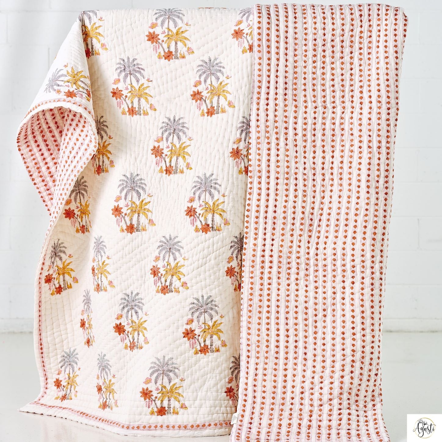 Coco Palm Handblock Printed Quilt