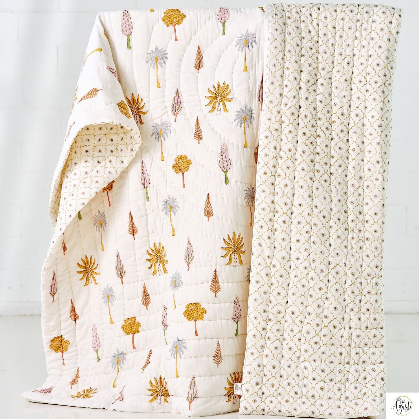 Iyarkai Reversible Hand-Block Printed Quilt