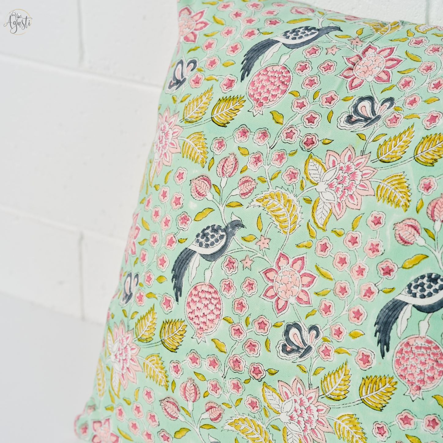 Pure cotton cushion cover close up