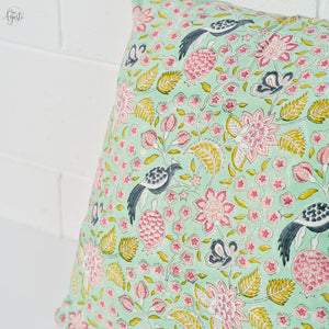 Pure cotton cushion cover close up