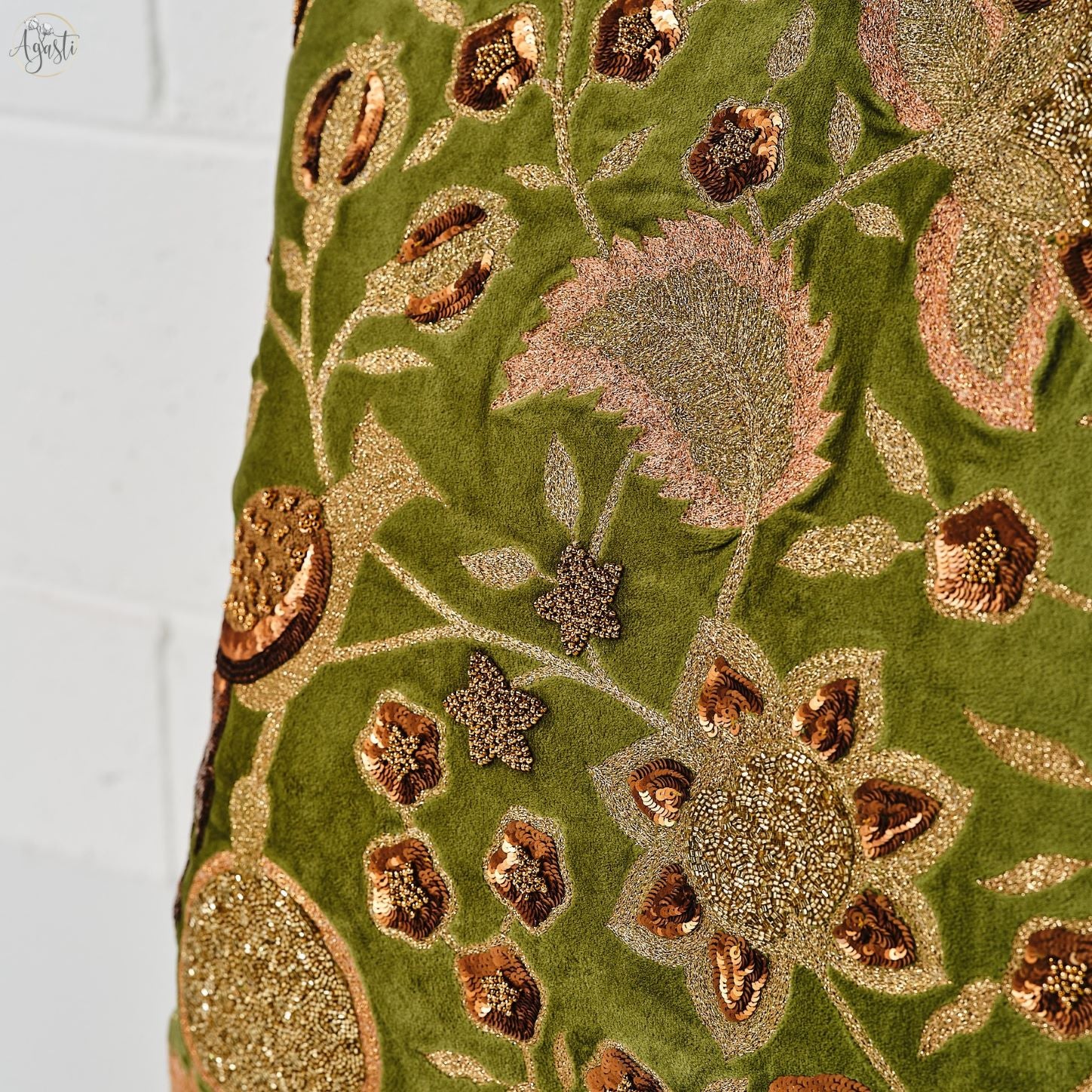 Hand embroidered motifs luxury cushion cover