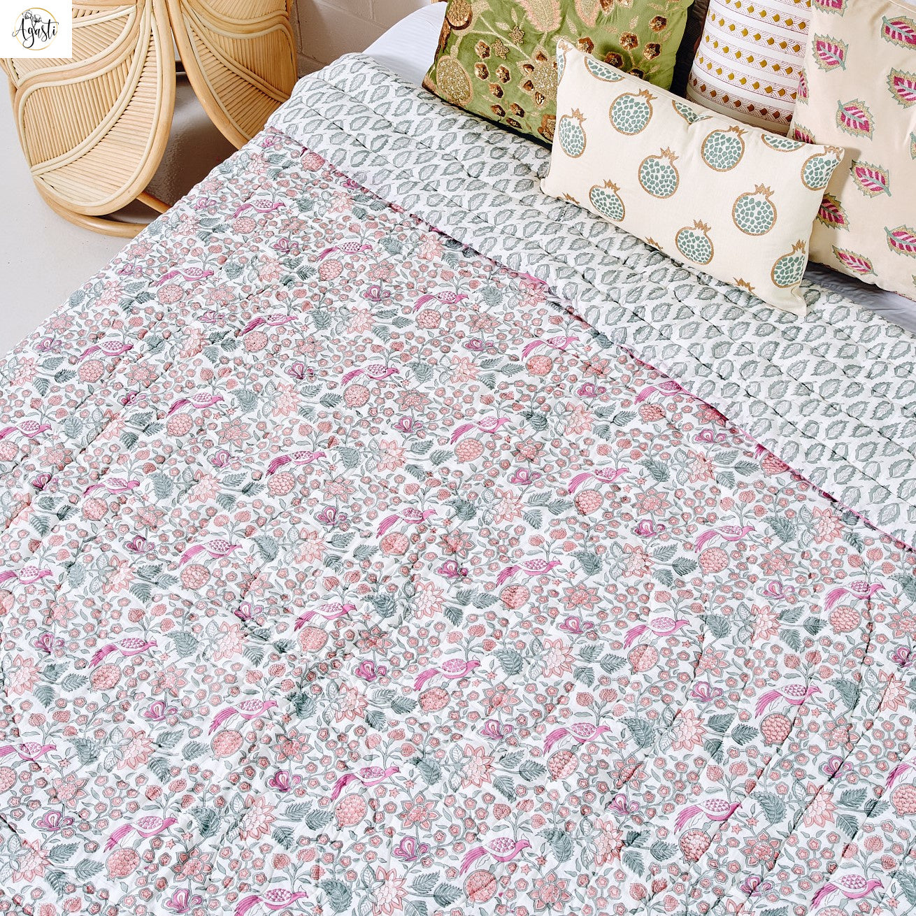 Lemuria Handblock Printed Quilt