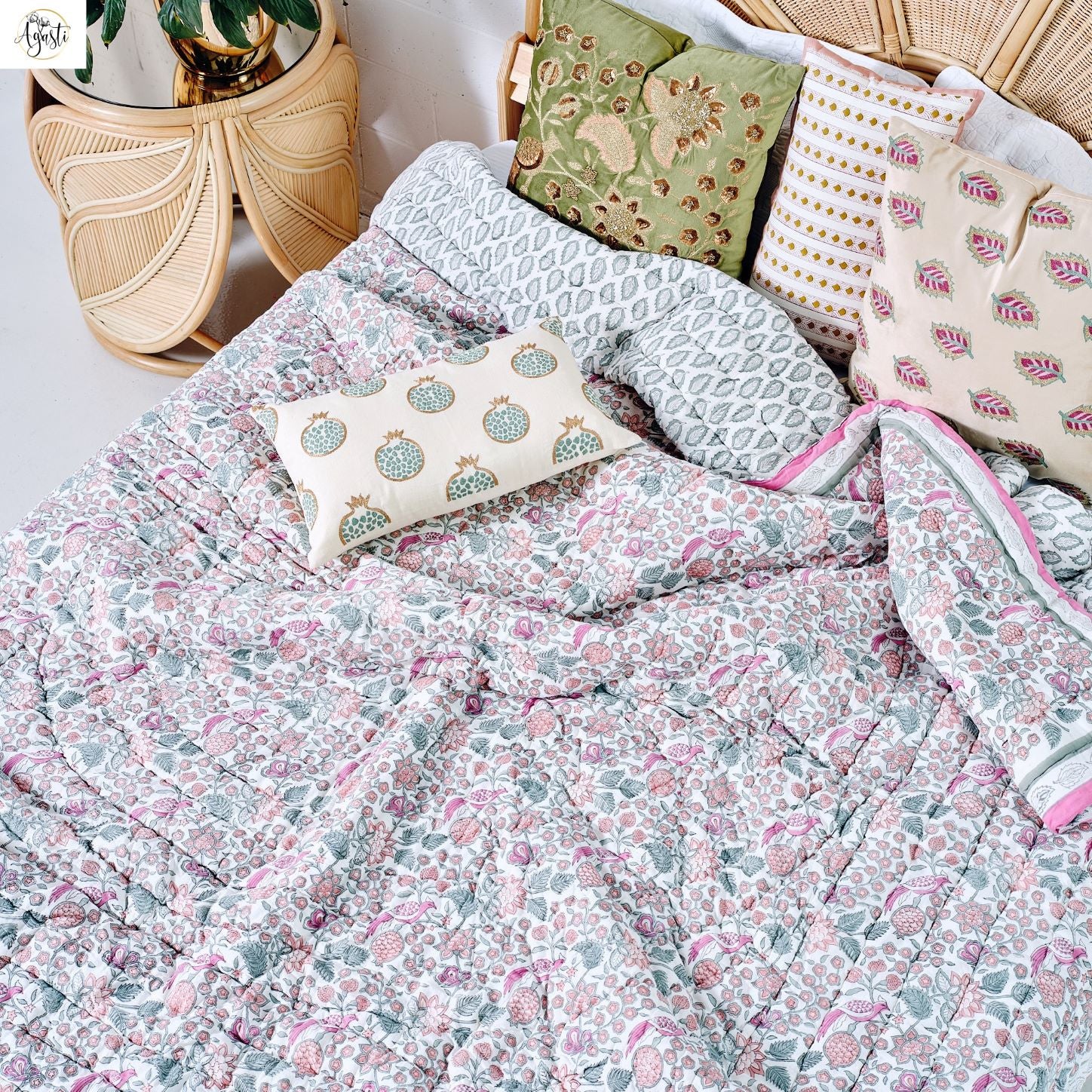 Lemuria Handblock Printed Quilt