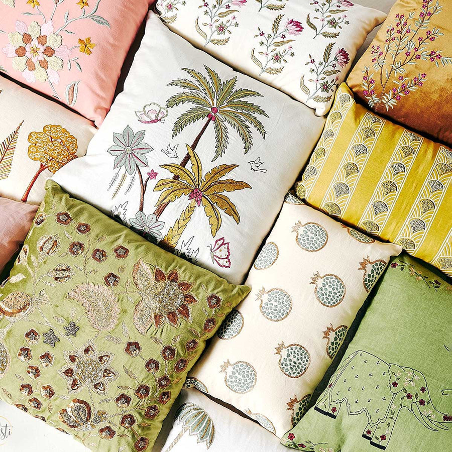 embroidered cushion cover