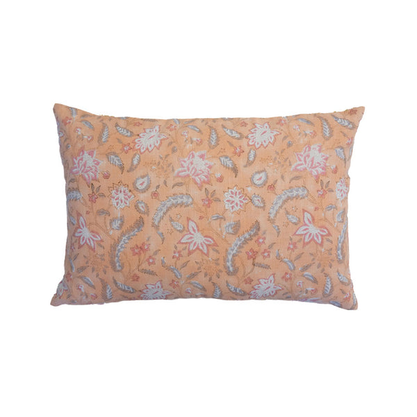 Aranyani Blush hand block-printed cushion cover square view