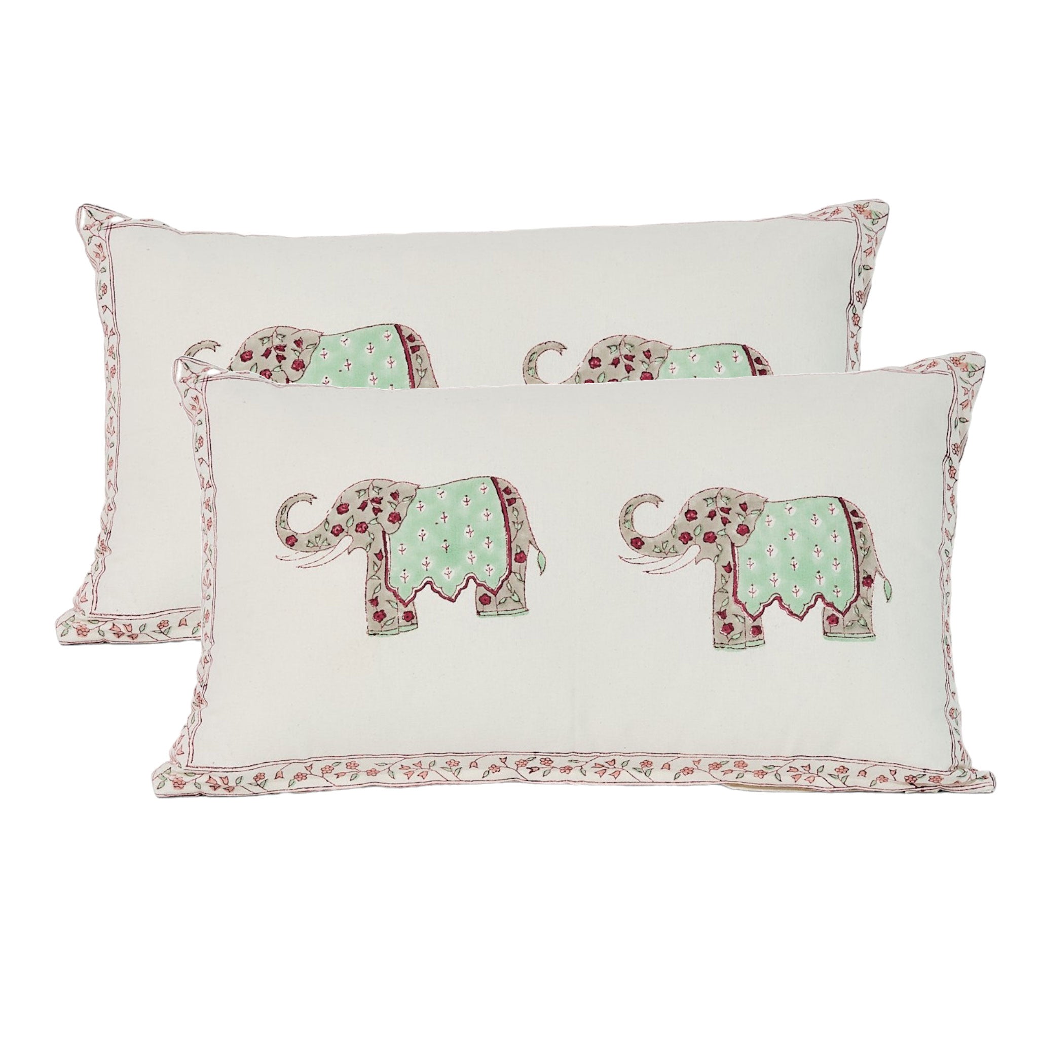 Haathee Handblock Printed Cushion Cover 50x30cm - Set of 2