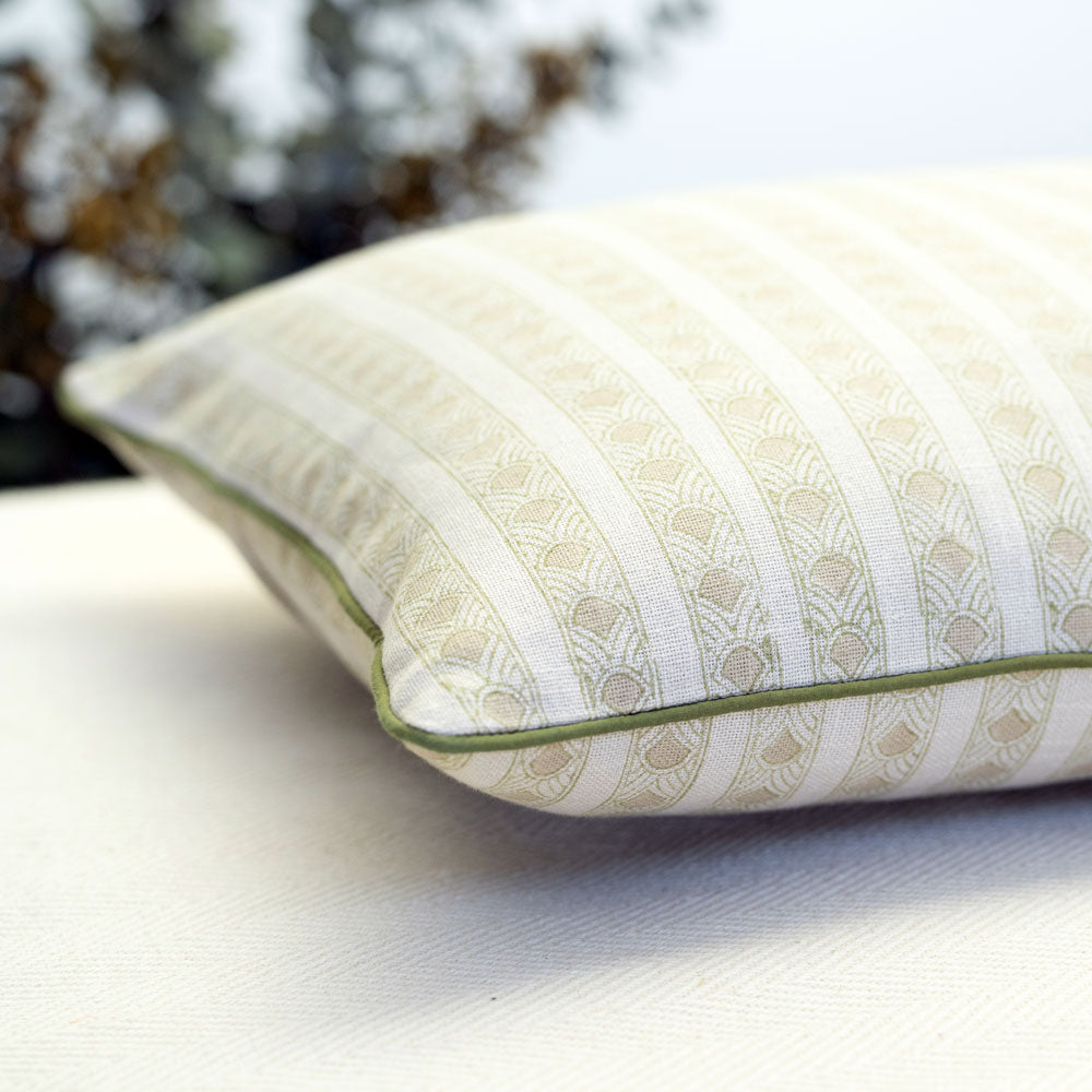 Kamal Sage cushion cover close-up print detail