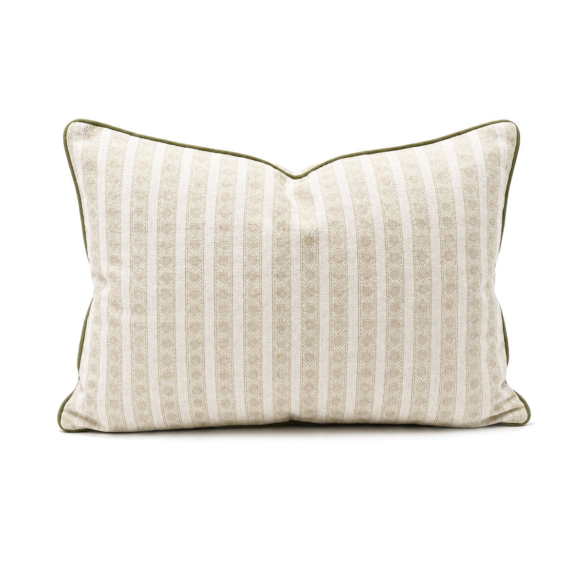 Kamal Sage hand block-printed cotton cushion cover rectangular 50x30cm