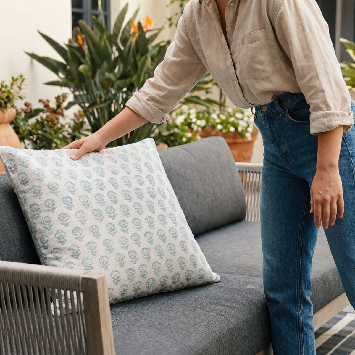 Seva style on outdoor couch