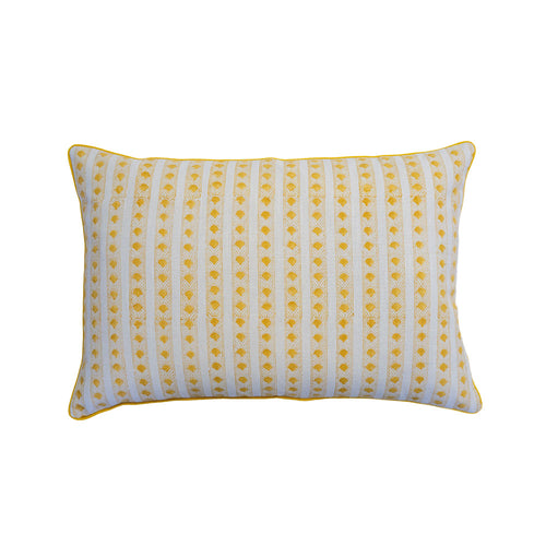 Kamal Marigold cushion cover in golden yellow, rectangular - Lumbar