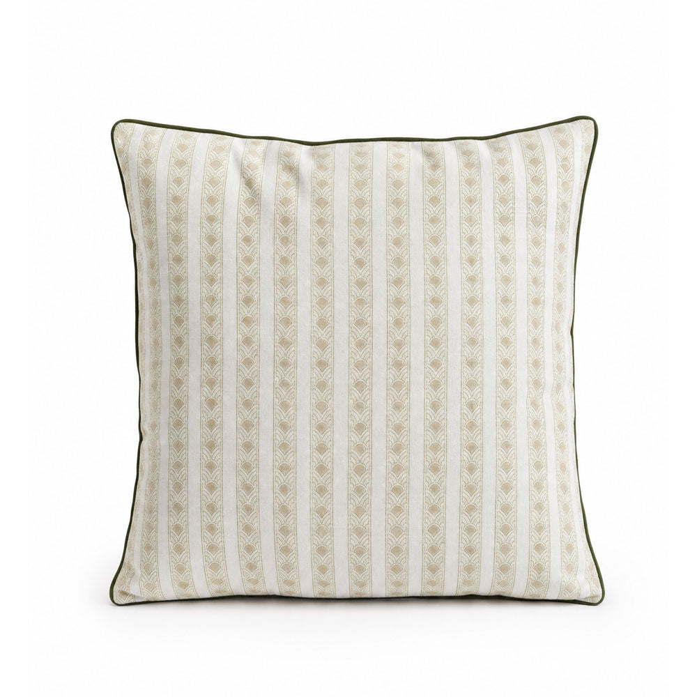 Kamal Sage hand block-printed cotton cushion cover square 50x50cm