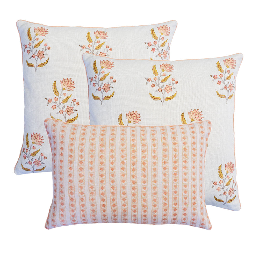 Cushion Set — Amara & Seva Duo, two hand block-printed cushions