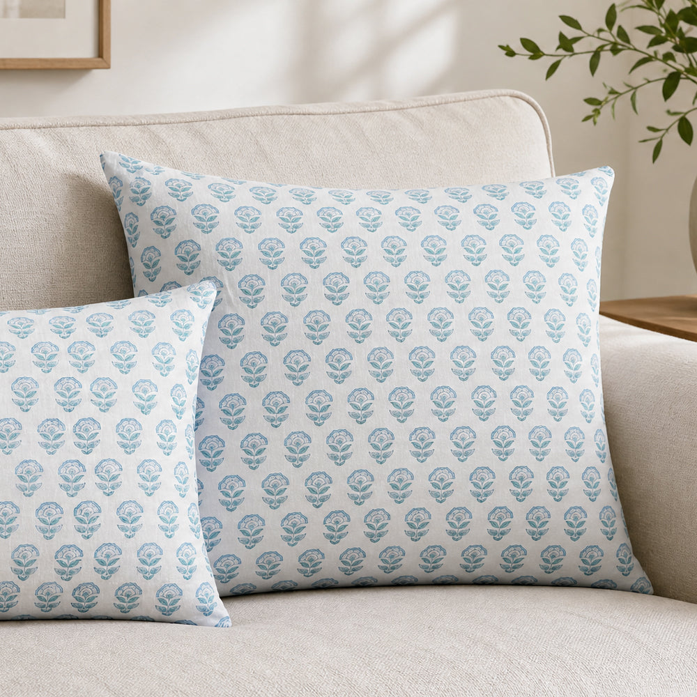 Seva cushion cover styled in a living room